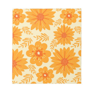 Retro Vintag Mitte Jahrhundert Orange Blume Muster Notizblock