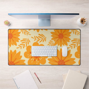 Retro Vintag Mitte Jahrhundert Orange Blume Muster Schreibtischunterlage