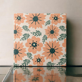 Retro Vintag Mitte Jahrhundert Peach Blume Muster Fliese