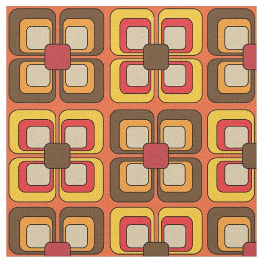 Retro Vintag Mod Orange Muster Stoff (Nahaufnahme)