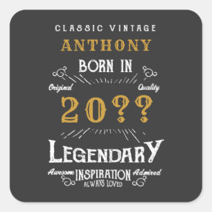 Retro Vintag Monogramm personalisiert Quadratischer Aufkleber