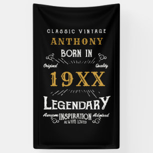 Retro Vintag Monogramm personalisierter Geburtstag Banner