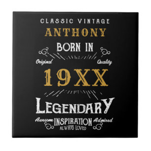 Retro Vintag Monogramm personalisierter Geburtstag Fliese