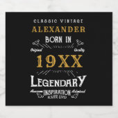 Retro Vintag Monogramm personalisierter Geburtstag Schaumweinetikett (Einzelnes Label)