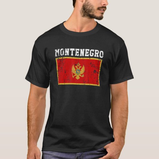 Retro Vintag Montenegro Flag Montenegrinische Root T-Shirt (Vorderseite)