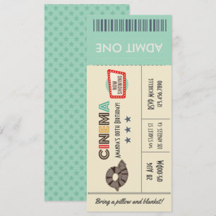 Retro Vintag Movie Ticket Geburtstagsparty Einladu Einladung