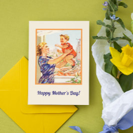 Retro Vintag Mütter Tag Kind 50er Mitte Jahrhunder Feiertagskarte