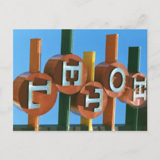 Retro Vintag Neon Hotel/Motel-Zeichen Postkarte