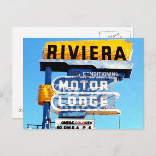 Retro Vintag Neon Motel Sign Postkarte (Vorne/Hinten)