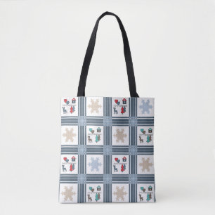 Retro Vintag Neujahr Weihnachts-Patchwork-Illustra Tasche