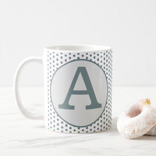 Retro Vintag Nostalgische grüne Polka Dots Kaffeetasse (Mit Donut)