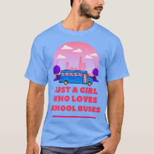 Retro Vintag nur ein Mädchen, das Schulbusse Liebe T-Shirt