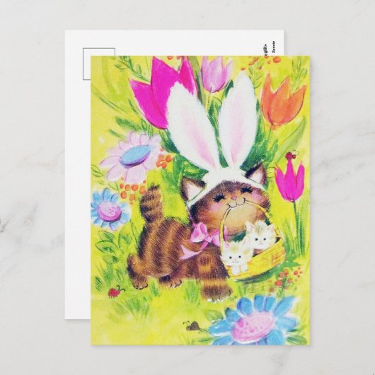 Retro Vintag Oaster Cat Postkarte (Vorne/Hinten)