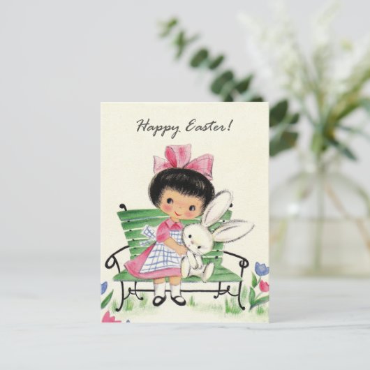 Retro Vintag Oaster Girl Holiday Postkarte (Stehend Vorderseite)