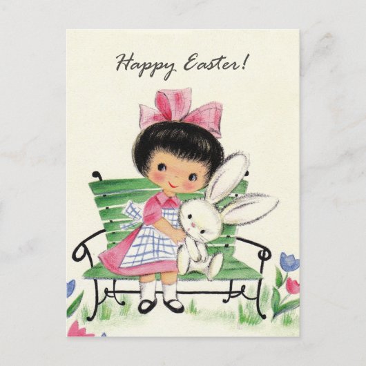 Retro Vintag Oaster Girl Holiday Postkarte (Vorderseite)