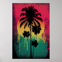 Retro Vintag Ombre Pop Art Palm Tree Vibe