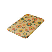 Retro Vintag Orange 70er Blume Muster Badematte (Schrägansicht)