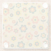 Retro Vintag Orange 70er Blume Muster Glasuntersetzer (Rückseite)