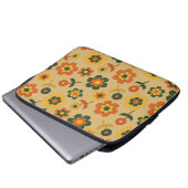 Retro Vintag Orange 70er Blume Muster Laptopschutzhülle (Vorne Knopf)
