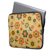 Retro Vintag Orange 70er Blume Muster Laptopschutzhülle (Vorderseite Links)
