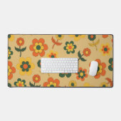 Retro Vintag Orange 70er Blume Muster Schreibtischunterlage (Tastatur & Maus)