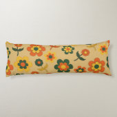 Retro Vintag Orange 70er Blume Muster Seitenschläferkissen (Rückseite)