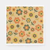 Retro Vintag Orange 70er Blume Muster Serviette (Vorderseite)