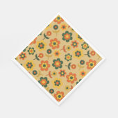 Retro Vintag Orange 70er Blume Muster Serviette (Ecke)