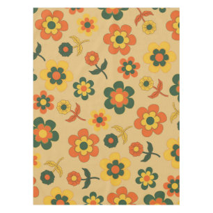 Retro Vintag Orange 70er Blume Muster Tischdecke