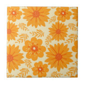 Retro Vintag Orange Botanische Blume Muster Fall Fliese (Vorderseite)