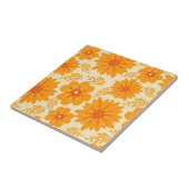 Retro Vintag Orange Botanische Blume Muster Fall Fliese (Seite)