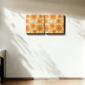 Retro Vintag Orange Botanische Blume Muster Fall Fliese
