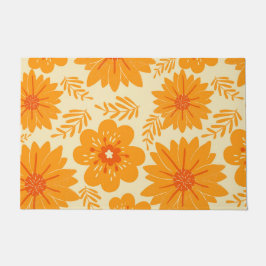 Retro Vintag Orange Botanische Blume Muster Fall Fußmatte