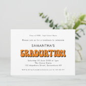 Retro Vintag Orange Foto Graduation Party Einladung (Stehend Vorderseite)