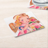 Retro-Vintag-Osterangel-Party Rechteckiger Pappuntersetzer (angewinkelt)