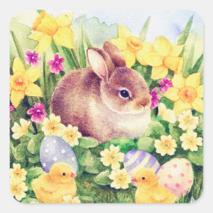 Retro-Vintag-Osteraufkleber Quadratischer Aufkleber