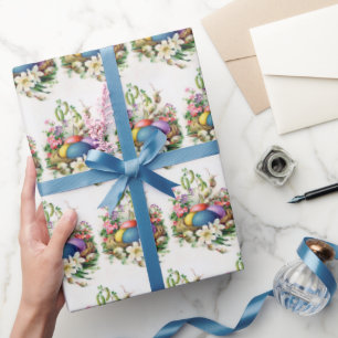 Retro Vintag Ostereier Korb Party Geschenkpapier