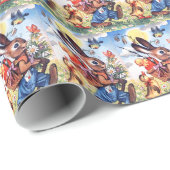 Retro Vintag Osterfest Geschenkpapier (Rolleneckpunkt)