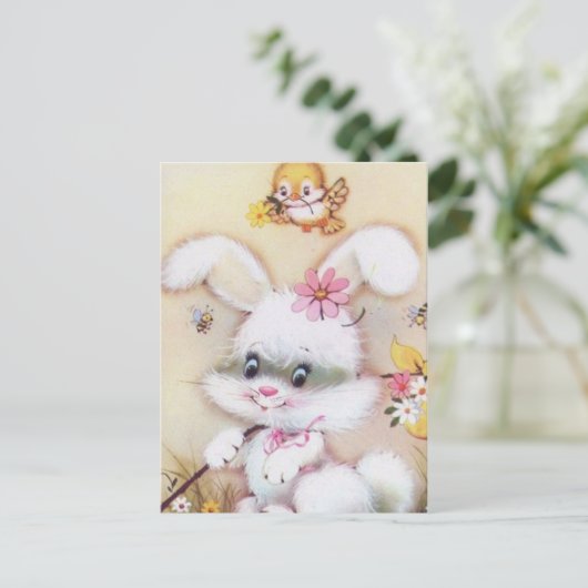 Retro Vintag Osterhase Postkarte (Stehend Vorderseite)