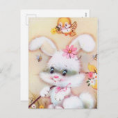 Retro Vintag Osterhase Postkarte (Vorne/Hinten)
