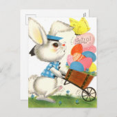 Retro Vintag Osterhase Postkarte (Vorne/Hinten)