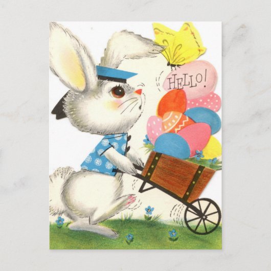 Retro Vintag Osterhase Postkarte (Vorderseite)