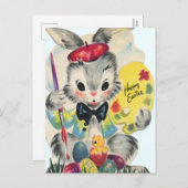 Retro Vintag Osterhase Postkarte (Vorne/Hinten)