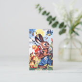 Retro Vintag Osterhasen Begrüßung Visitenkarte (Stehend Vorderseite)