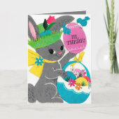 Retro Vintag Osterhasen fühlen Stimmung Feiertagskarte (Vorderseite)