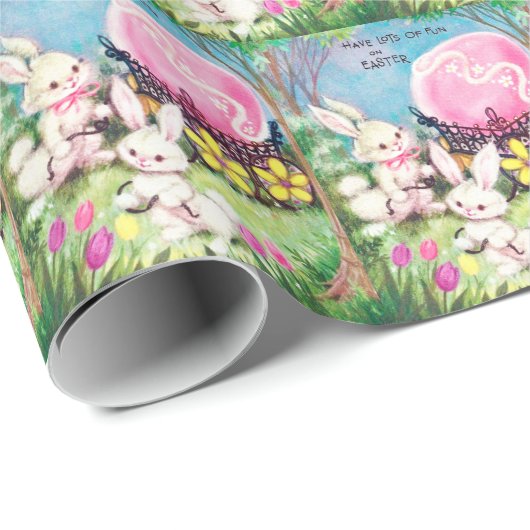 Retro-Vintag Osterhasen Geschenkpapier (Rolleneckpunkt)