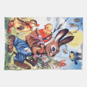Retro Vintag Osterhasen Geschirrtuch (Horizontal)