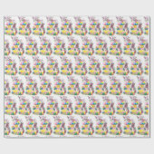 Retro-Vintag-Osterhasen-Küken Geschenkpapier (Flach)