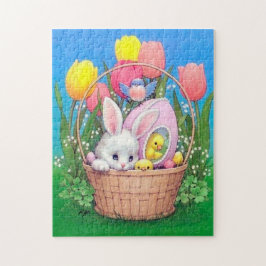 Retro Vintag Osterhasen Urlaub Puzzle