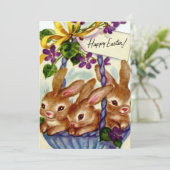 Retro-Vintag Osterhasen-Weihnachtskarte (Stehend Vorderseite)